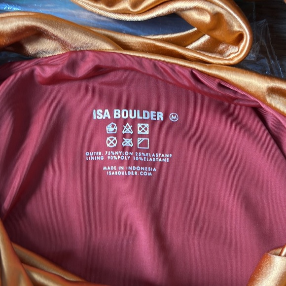 ISA BOULDER Sculpture Asymmetric Satin Swimsuit in Copper sz M 340$ - Picture 10 of 10
